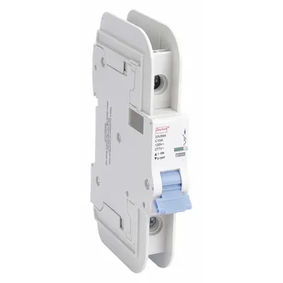 Dayton Miniature Circuit Breaker: 10 A Amps, 48V DC, 10kA at 277V AC, Lug - C-Curve, 1-Pole UL489 DIN Rail-Mount Miniature Circuit Breakers