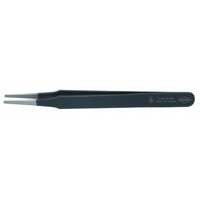 KNIPEX Precision Tweezers: Stainless Steel, Round, Straight Tip - ESD-Safe Tweezers