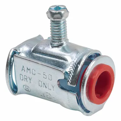 BRIDGEPORT AMC-50 Straight Connector, 3/8 in, Insulated, Set Screw Clamp Style - Straight Connectors - Set Screw Clamp Style