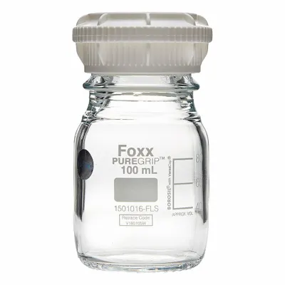 FOXX LIFE SCIENCES Glass Media, BOD, & Specialty Lab Bottles - Glass Lab Media Bottles: 100 mL