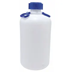 Swing-Handle Round Carboy, 25 L, Narrow Mouth, White, Screw-On Cap, 280 mm Body Dia