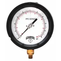 WINTERS Process Compound Gauge: 0 psi to 30 psi, Reflective Fluorescent Yellow-Green, 4 1/2 in Dial (MPN PPC5121WBYG)