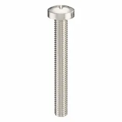 Pan head machine screws with M5x0.80 thread, 40 mm length, made from 316 stainless steel with a plain finish. Phillips drive size #2. Suitable for general fastening in machinery, enclosures, and assemblies where corrosion resistance is required. Sold in a 10-pack.