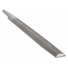 This double-cut half-round file is designed for general metalworking tasks such as deburring, shaping, and smoothing metal surfaces. The safe edge cut allows work in corners without damaging adjacent surfaces, while the second cut provides a medium-fine finish. It measures 8 inches without tang and 3/4 inch wide, with a taper towards point design and natural finish.