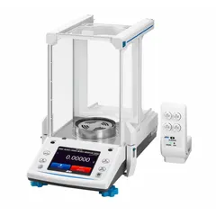 Semi-micro lab balance with 220 g capacity, 0.00001 g readability, and 0.000015 g repeatability. Features an LCD display and ABS/glass construction. Used for precise weighing in analytical tasks such as sample preparation and formulation.