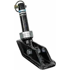 Snowplow shoe assembly designed to control blade height during plowing, protecting the cutting edge and pavement from wear. Suitable for use in municipal and commercial snow removal operations. Type 1303005.
