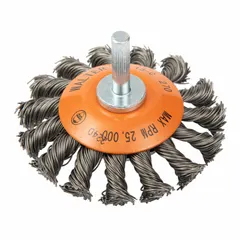 Type 27 depressed-center grinding wheels designed for carbon and stainless steel. Each wheel measures 4-1/2" diameter by 1/8" thickness with a 7/8" arbor hole. Suitable for surface grinding, weld preparation, and blending. Supplied in a 25-pack.