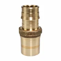 This UPONOR expansion brass barbed tube fitting features a barbed x press-fit connection type, made of brass/copper. It is designed for use with PEX tubing using the expansion connection method. Typical applications include connecting PEX tubing to press-fit systems in plumbing and hydronic heating installations