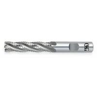 Cobalt roughing end mill with 4 flutes, 5/8" mill diameter, 1-5/8" length of cut, and 3-3/4" overall length. Designed for heavy material removal in ferrous and non-ferrous metals. Suitable for roughing operations in mold, die, and general machining applications