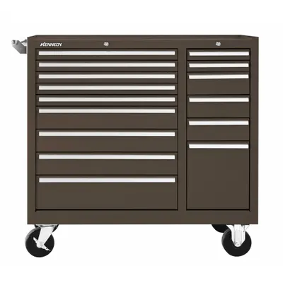 KENNEDY Rolling Tool Cabinet: Brown / Brown Drawer, 39 3/8 in W x 18 in D x 39 in H - Heavy-Duty Rolling Tool Cabinets