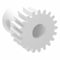 Metric worm wheel, module m 0.8, 20° pressure angle, right-hand helix, non-ground tooth finish, made of acetal. Used in power transmission systems requiring a 40:1 reduction ratio, such as conveyors, indexing tables, and motion control applications