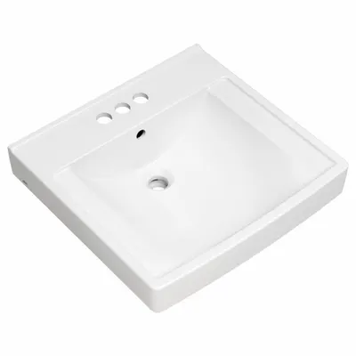 AMERICAN STANDARD Bathroom Sink: Decorum, White, Vitreous China, 21 in Overall Lg - One-Station Wall-Mounted Bathroom Sinks without Faucets