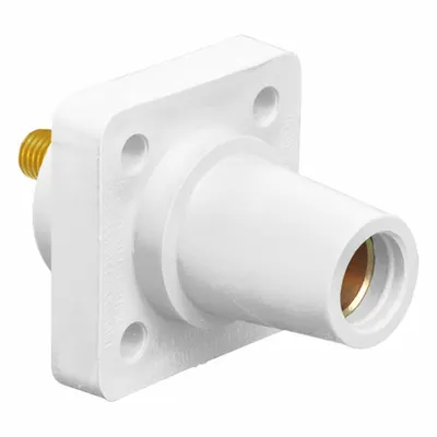 LEVITON Single Pole Receptacle: White, Straight Taper Nose Mating, Threaded Stud Termination - Receptacles with Threaded Stud Terminations