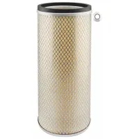 Engine air filter with round-oval shape and axial seal. Inside diameter 5/8 in. Designed for Dresser vehicles to remove airborne contaminants from engine intake air