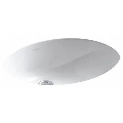KOHLER Bathroom Sink: White, Vitreous China, 19 1/4 in Overall Lg, 16 1/4 in Overall Wd - Undermount Bathroom Sinks without Faucets