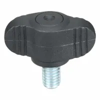 KIPP Hand Knob: Wing, Plastic w/ Steel Thread, M6 Thread, 10 mm Thread Lg, 28 mm Dia (MPN K0274.006X10)