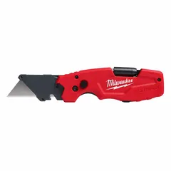 This assisted-opening utility knife features a steel blade and metal construction. It includes one blade and a pocket clip for convenient carry. Suitable for cutting cardboard, plastic strapping, drywall, and insulation in construction, warehouse, and maintenance settings.