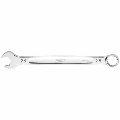 MILWAUKEE Combination Wrench: Steel, Chrome, 28 mm Head Size, 14 3/8 in Overall Lg - Metric 12-Point Combination Wrenches