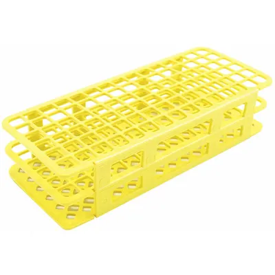 HEATHROW SCIENTIFIC Polypropylene Test Tube Rack, Yellow, 90 Wells, Benchtop - Lab Storage Racks