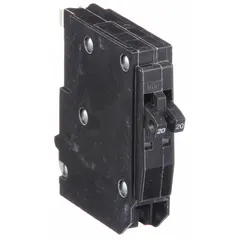 Single-pole, plug-in miniature circuit breaker rated 20 A at 120/240V AC with a 10kA interrupting capacity. Designed for overcurrent protection in QO Load Centers and NQ Panelboards. Suitable for branch circuit protection in residential and commercial electrical distribution systems.