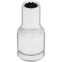 This 1/4" drive hand socket features a 4.5 mm 12-point standard configuration and is constructed from chrome. It is used for tightening or loosening metric fasteners with a 4.5 mm hex head, commonly found in automotive, machinery, and equipment maintenance applications.
