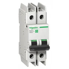 2-pole miniature circuit breaker with C-curve trip characteristic, rated 4 A at 240/277/480 V AC. Provides overcurrent protection for branch circuits in industrial and commercial distribution panels. Screw clamp terminals for secure wiring. UL489 listed for 14 kA interrupting capacity at 120/240 V AC.