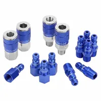 This 2-piece kit includes quick-connect air coupling plugs with a 1/4 in coupling size and 1/4 in hose fitting size. Each plug features a 1/4"-18 male thread and a sleeve locking type, suitable for connecting air tools and hoses in pneumatic systems