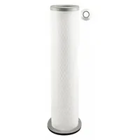 Round-oval engine air filter with axial seal, 3 3/8 in outside diameter. Designed for Hanomag vehicles. Removes airborne contaminants from engine intake air for use in industrial and agricultural applications