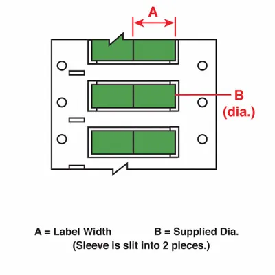 BRADY Sleeve Label: 1 1/2 in x 1 in, Polyolefin, Green (Matte) - Brady Precut Sleeve Label Rolls