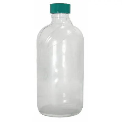 QORPAK Sampling Bottle: 240 mL, Colorless, 24-400, Urea, 24, Polyethylene/PTFE - Safety Coated Narrow Mouth Round Glass Lab Bottles