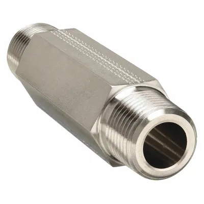 PARKER Metal Pipe Straight: Hex Nipple, 316 Stainless Steel, 1/4 in x 1/4 in, 7,500 psi - Extreme Pressure Instrumentation Pipe Fittings