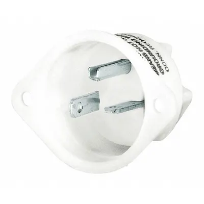 BRYANT Straight Blade Inlet, 6-20P, White, 250V AC, 20 A, 2 Pole, 3 Blade - General Purpose Inlets