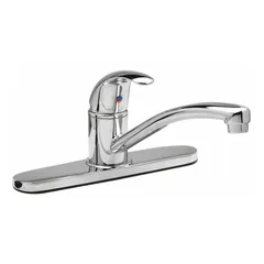 Cast brass construction with chrome finish. Low arc design for deck mounting with three mounting holes. Suitable for commercial and institutional kitchens where a single-post faucet with corrosion-resistant finish is required.