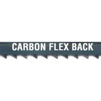 Carbon steel band saw blade for wood-cutting, designed for curved cuts. Blade width 1/2 in, thickness 0.03 in, length 7 ft 8-1/2 in. Flex back construction provides flexibility for intricate cuts in woodworking applications