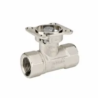 2-way characterized control valve body with 1 in Female NPT connection, CV flow of 19, and close-off rating of 200 psi. Constructed with a stainless steel ball and brass body, suitable for water-glycol solutions up to 60%. Supplied without actuator for use in hydronic HVAC systems requiring precise flow modulation