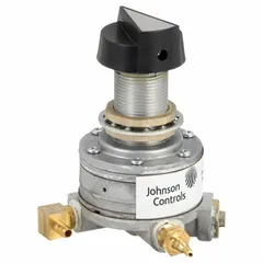 Pneumatic gradual switch with 300° knob rotation for remote set point adjustment. Features 1/8 in Female NPT connection and maximum operating pressure of 20 psi. Compatible with remote pneumatic set point adjusters in HVAC and industrial control systems.