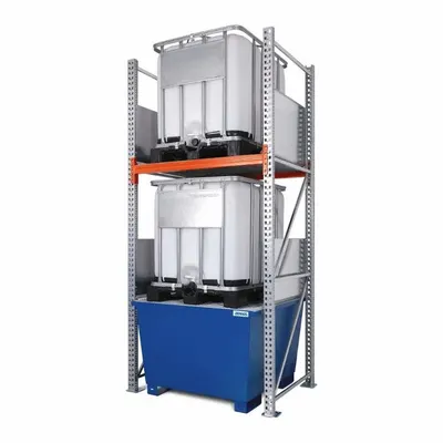 DENIOS IBC Tote Storage Rack with Sump - IBC Tote Storage Racks with Sump