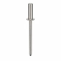 Domed-head blind rivet with 0.124" diameter and 1.521" overall length. Body length is 27/64", overall length 1 33/64". Supplied in a 500-piece pack. Used for fastening materials where only one side is accessible, common in sheet metal assembly and general fabrication