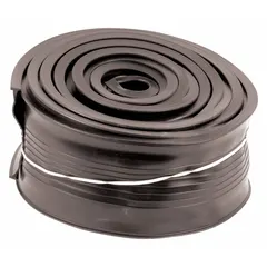 This overhead door seal features a flat insert design with both flange and insert made of vinyl. Measuring 16 feet in length, 3-1/2 inches in width, and 3-1/2 inches in height, it is used to seal the gap between an overhead door and the floor, helping to block drafts, debris, and pests in commercial or industrial settings.