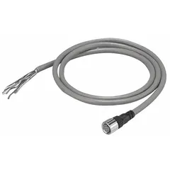 This OMRON connection module links the emitter unit of a light curtain to the control system. It features a black M12 connector and a 3 m cable, operating on 24V DC input power. Suitable for industrial safety applications requiring signal transmission between light curtain components.