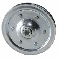 This steel pulley is designed for use in overhead door systems, mounting on the track or spring to guide cables and reduce friction. It has a maximum load rating of 200 lb and an overall length of 4 inches. Sold as a 2-pack