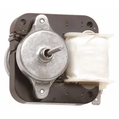 Evaporator fan motor for refrigerators and freezers. Circulates cold air over the evaporator coil to maintain uniform temperature throughout the cabinet. Used as a replacement part in compatible Whirlpool appliances.