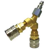 This manifold is designed for use in supplied-air respiratory systems, enabling two workers to draw breathing air from two cylinders simultaneously. It features 1/4 in Hansen quick-disconnect fittings for secure and efficient connections. Typical applications include search and rescue operations and other environments requiring portable breathing air distribution