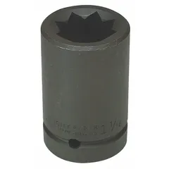 This 1" drive impact socket features a 1-3/16 in SAE socket size with an 8-point deep configuration and black oxide finish. Designed for use with impact tools, it is suited for heavy-duty fastening and loosening of square or octagonal fasteners in industrial maintenance, construction, and automotive repair.