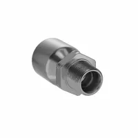 Steel straight hydraulic crimp fitting with male BSPP thread on one end and genderless crimp connection for -12 dash size hose. Thread size is 3/4"-14. Used in industrial hydraulic systems and fluid power applications for permanent hose assemblies requiring a leak-resistant connection