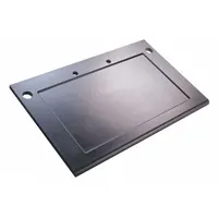 This epoxy fume hood work surface measures 36 inches wide by 36 inches long by 1 1/4 inches thick. It is corrosion resistant and designed for use with Protector Airo Laboratory Hoods. The surface provides a durable bench area for laboratory experiments, protecting the hood base from chemical spills and heat. This model does not include a cup sink cut-out