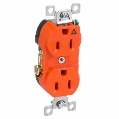 BRYANT Receptacle: Duplex, 5-15, Orange, 125V AC, 15 A, 2 Pole / 3 Wire (MPN CR15IG) - General Purpose Receptacles