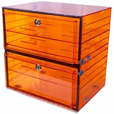PLAS-LABS Acrylic Desiccator with Gas Port: Rectangular, 5.59 cu ft Capacity, Acrylic - Non-Vacuum Desiccators