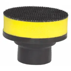 This 2 in diameter rubber backing pad features a hook-and-loop attachment and a smooth texture with a molded sanding finish. Designed for use with backer tools, it is suited for sanding fiberglass surfaces in automotive and marine refinishing applications.