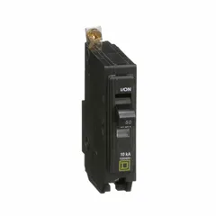 Single-pole, bolt-on miniature circuit breaker rated 50 A at 120/240 V AC, single phase, with a maximum interrupting rating of 10 kA at 120/240 V AC. Designed for overcurrent protection in branch circuits within Square D NQOD panelboards. Suitable for commercial and industrial electrical distribution systems.